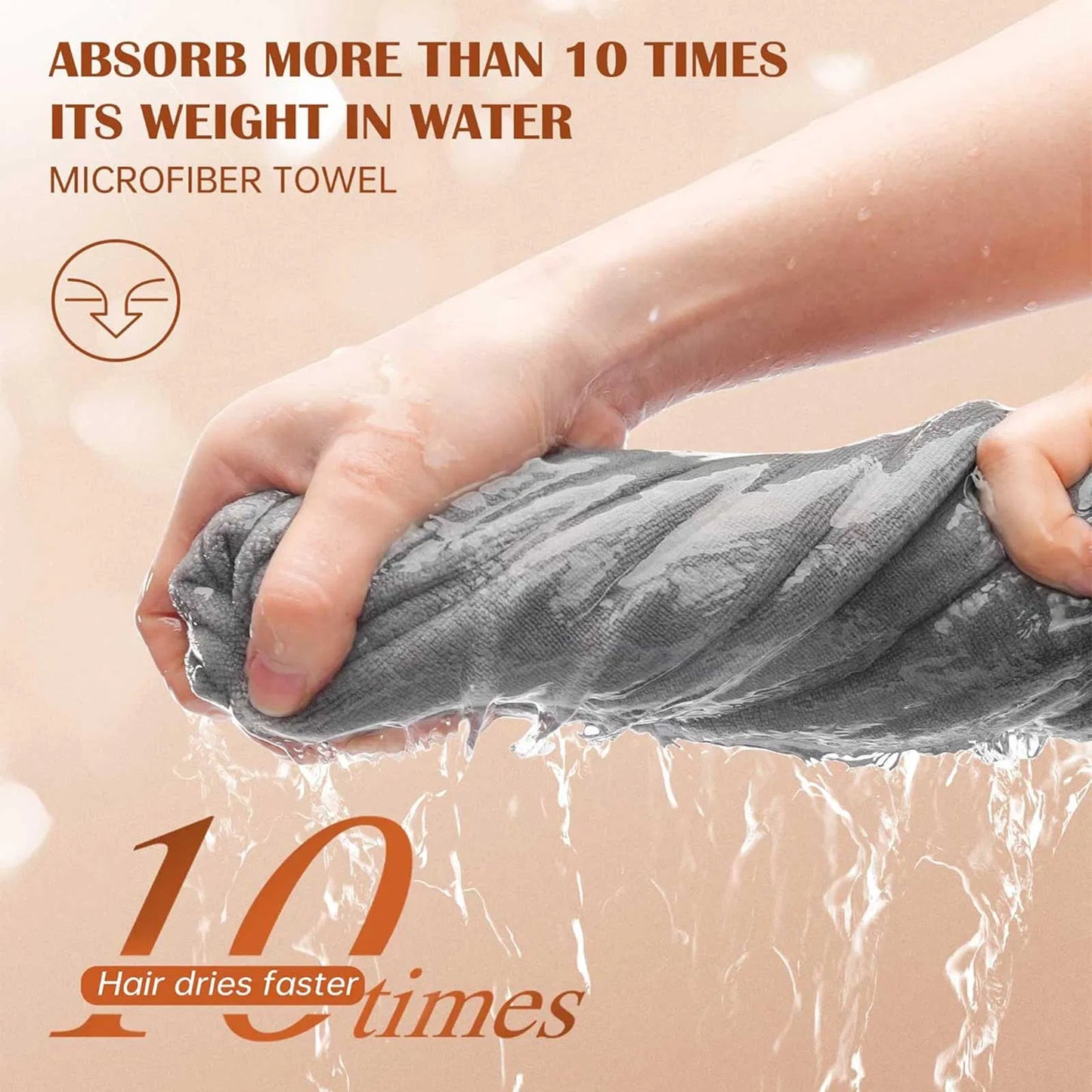 Microfiber Hair Towel Wrap - Ultra Absorbent Quick-Dry (3 pack)